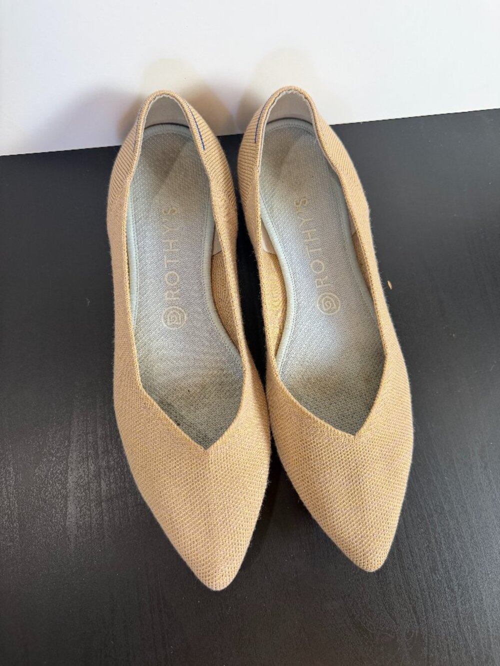 Rothy's Merino The Point Pointed Toe Flats in tan Camel Size 9.5